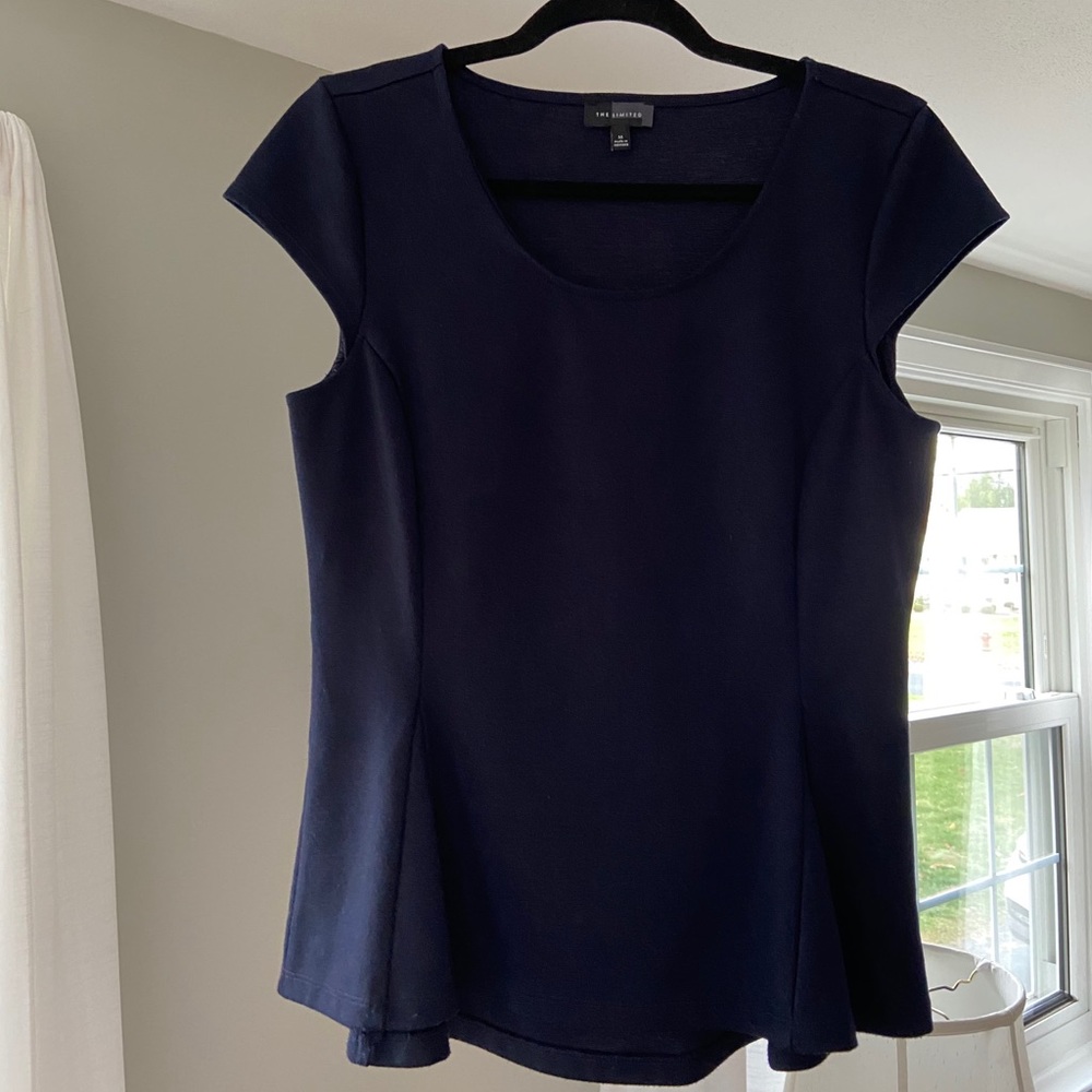 The Limited Navy Peplum Shirt